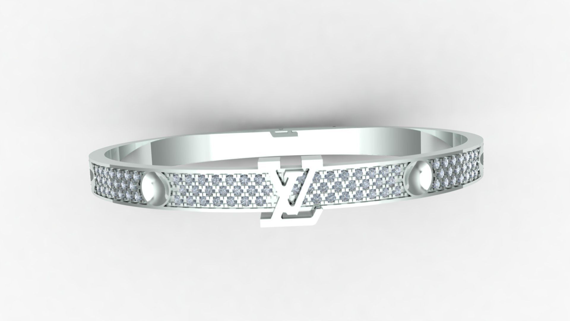Louis Vuitton Pave Diamonds bangle 3D model_5