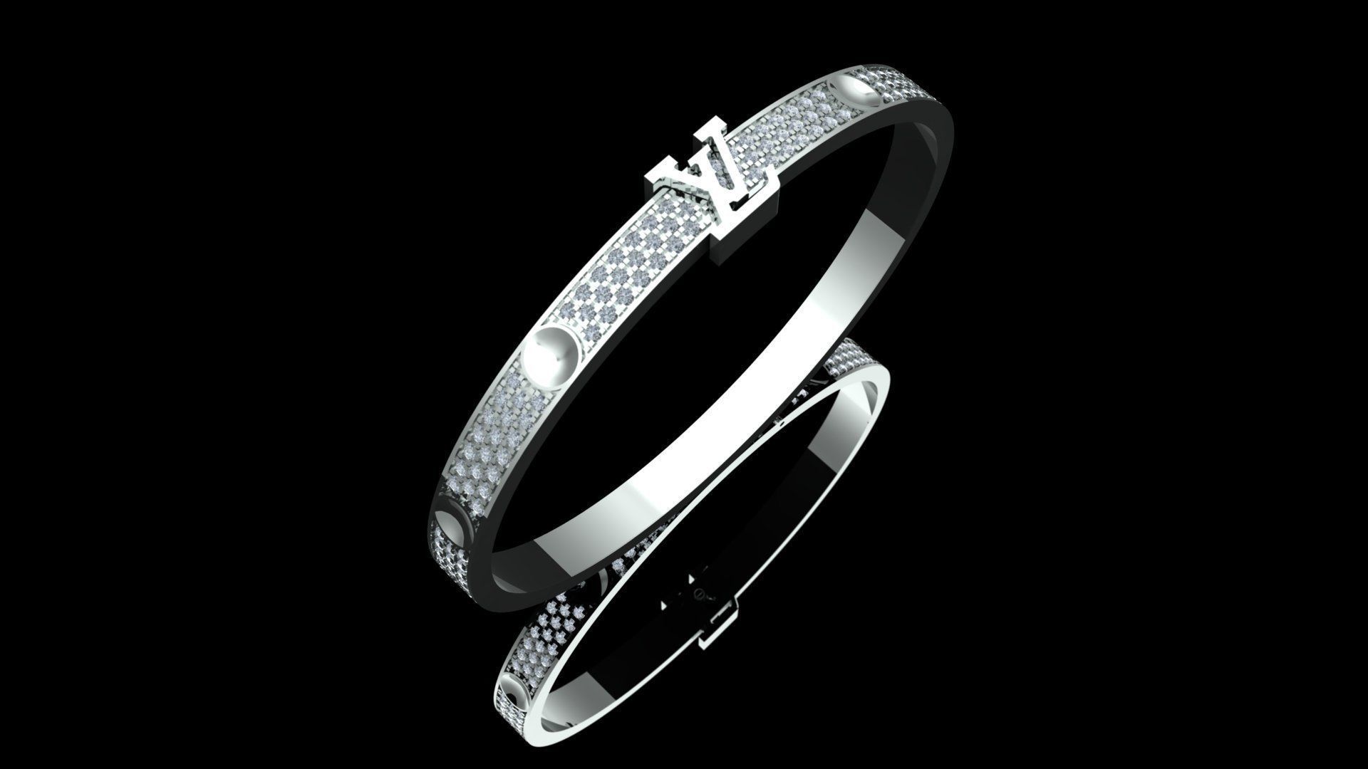 Louis Vuitton Pave Diamonds bangle 3D model_4