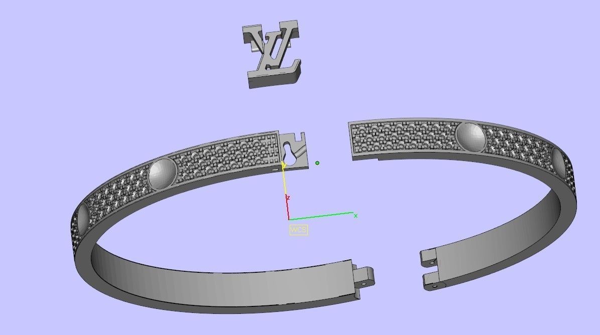 Louis Vuitton Pave Diamonds bangle 3D model_8