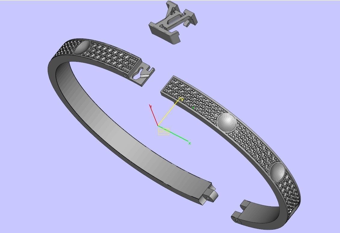 Louis Vuitton Pave Diamonds bangle 3D model_10
