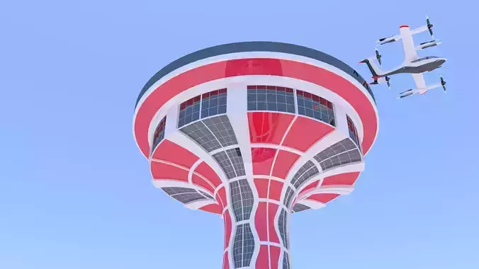 Future skyscraper with droneport