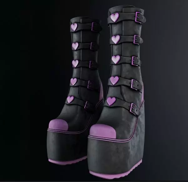 Mina Boots Hearts Low-poly 3D model