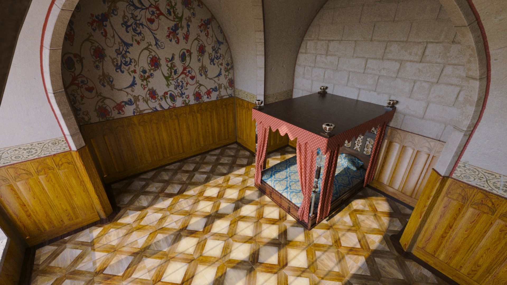 Medieval Royal Gothic Bedroom 3D model | CGTrader