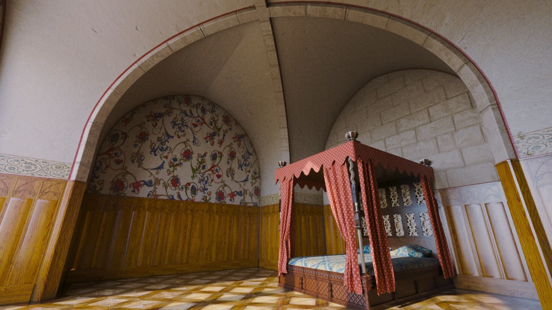 Medieval Royal Gothic Bedroom 3D model | CGTrader