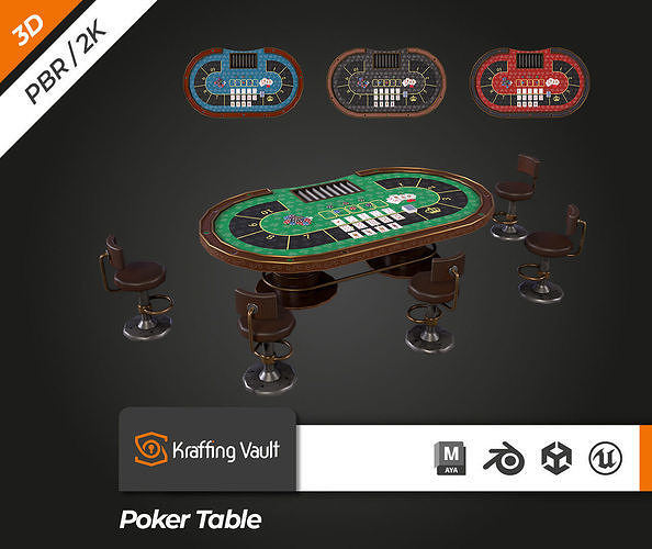 Poker Table Low-poly 3D model