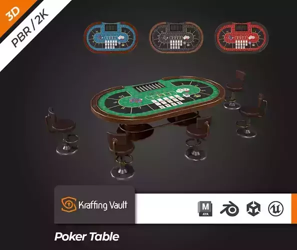 Poker Table Low-poly 3D model