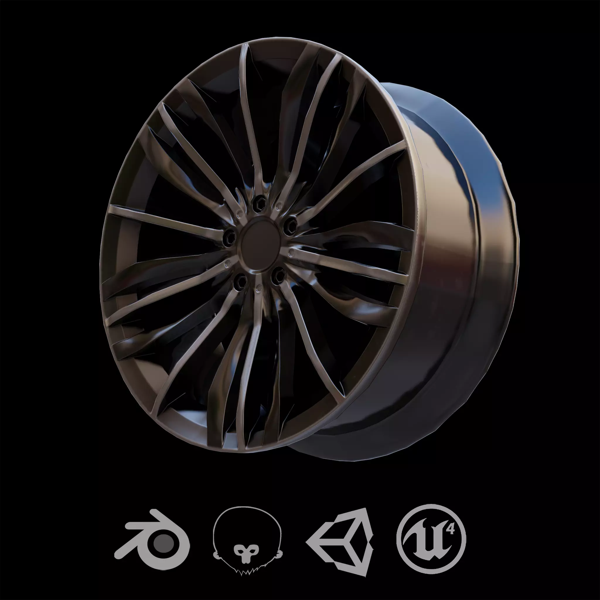 Sport Car Rim 6 Game-Ready 3D Model Low-poly 3D model_0