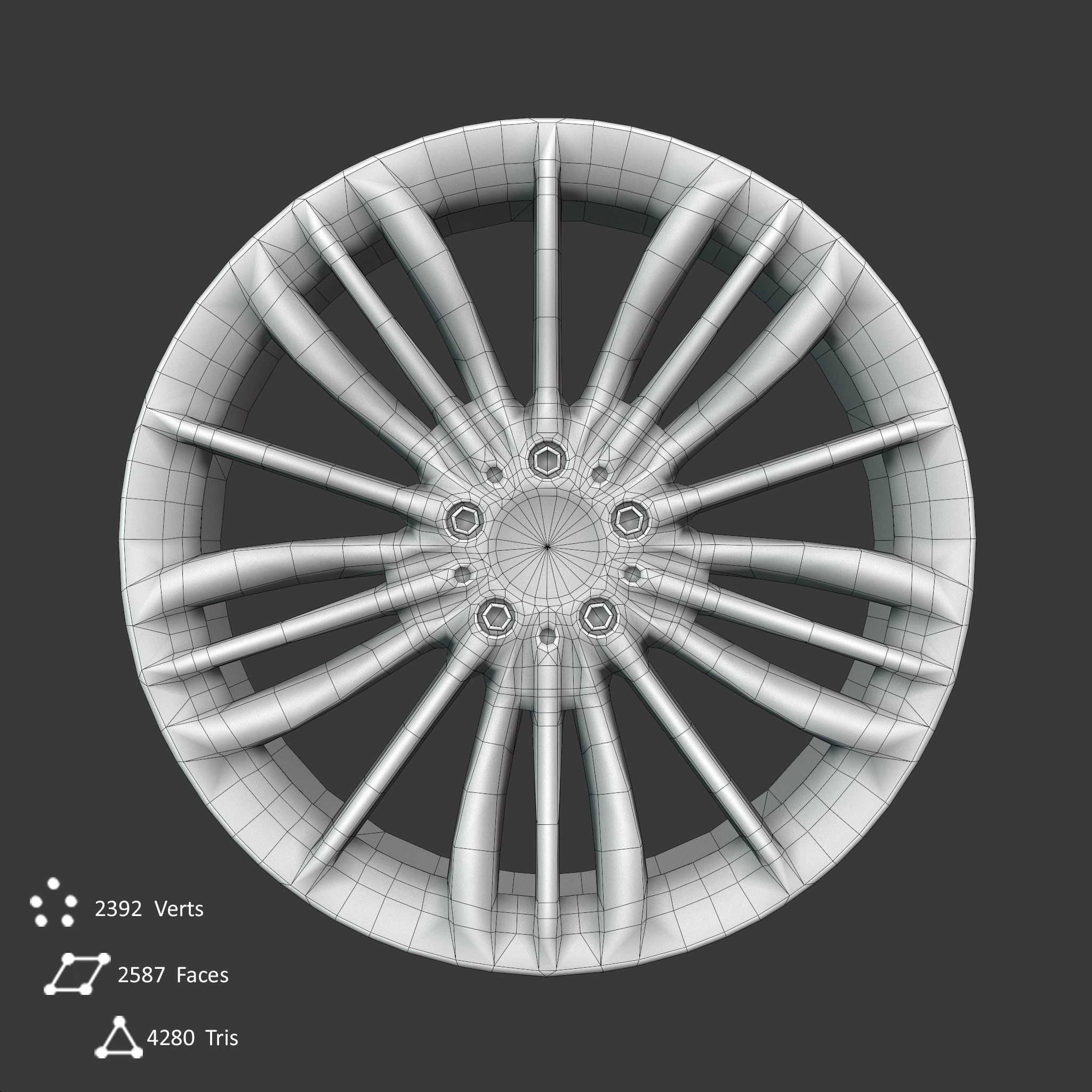 Sport Car Rim 6 Game-Ready 3D Model Low-poly 3D model_9