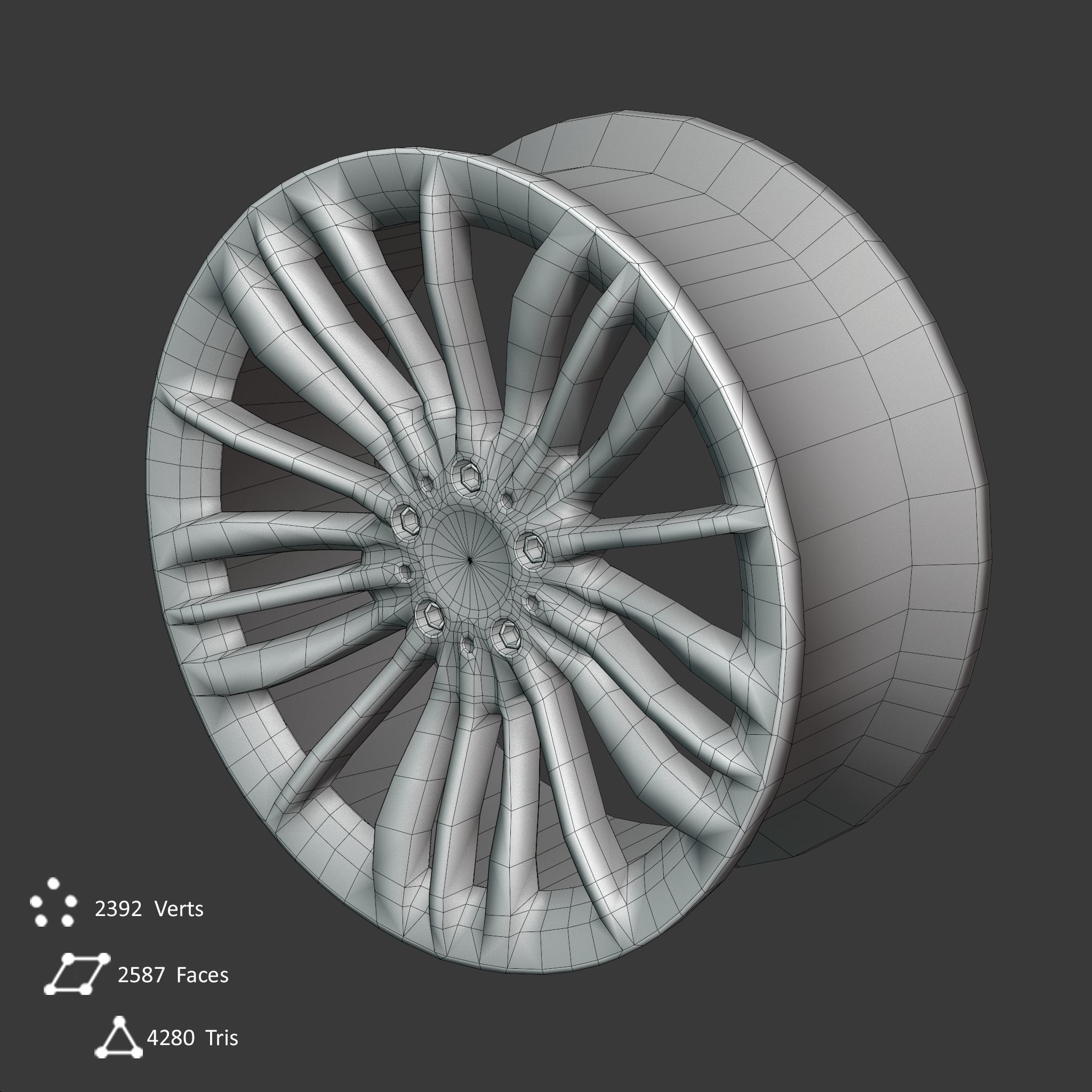 Sport Car Rim 6 Game-Ready 3D Model Low-poly 3D model_7
