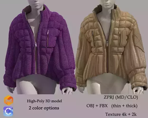 Female puffer jacket Pack two color option