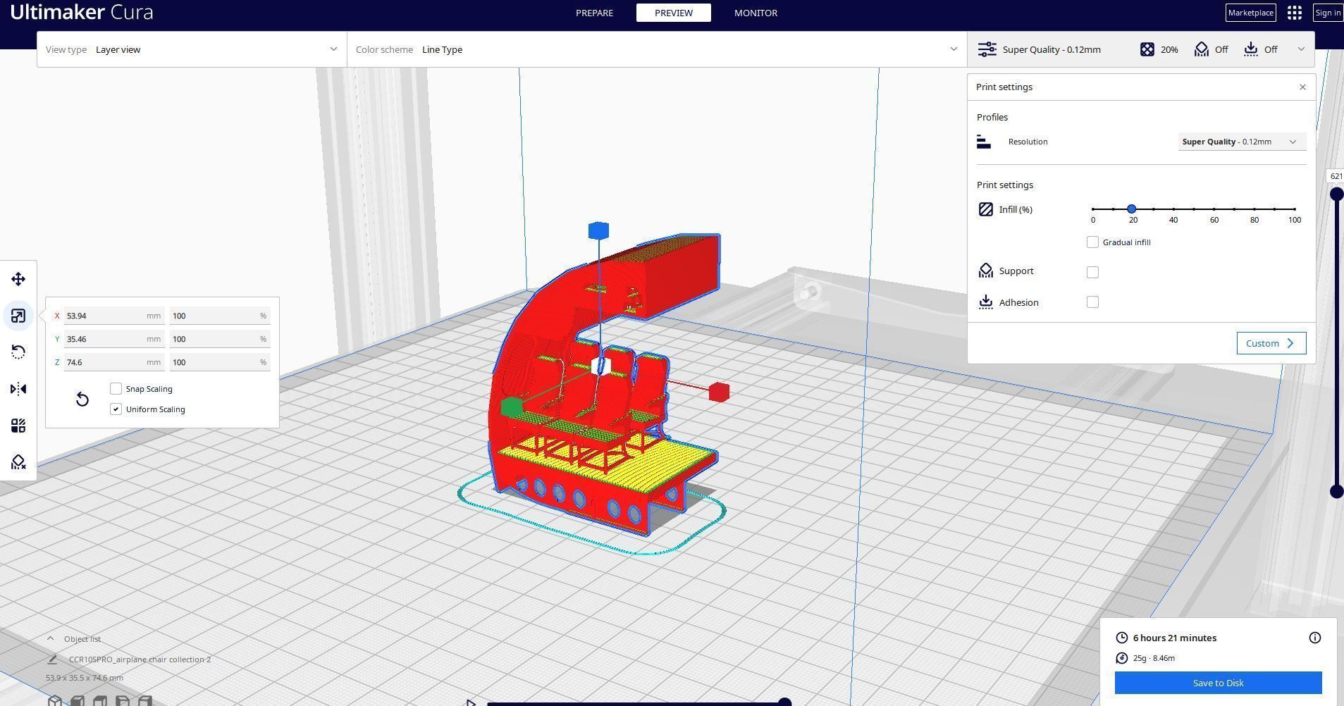 Airplane chair interior 3D PRINTED Ready 3D model_5