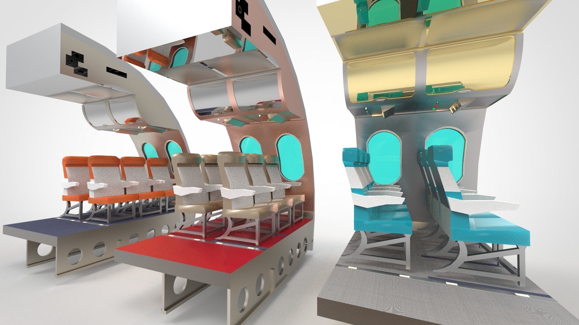 Airplane chair interior 3D PRINTED Ready 3D model_6
