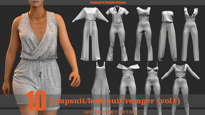 10 bodysuit jumpsuit and romper 3D model