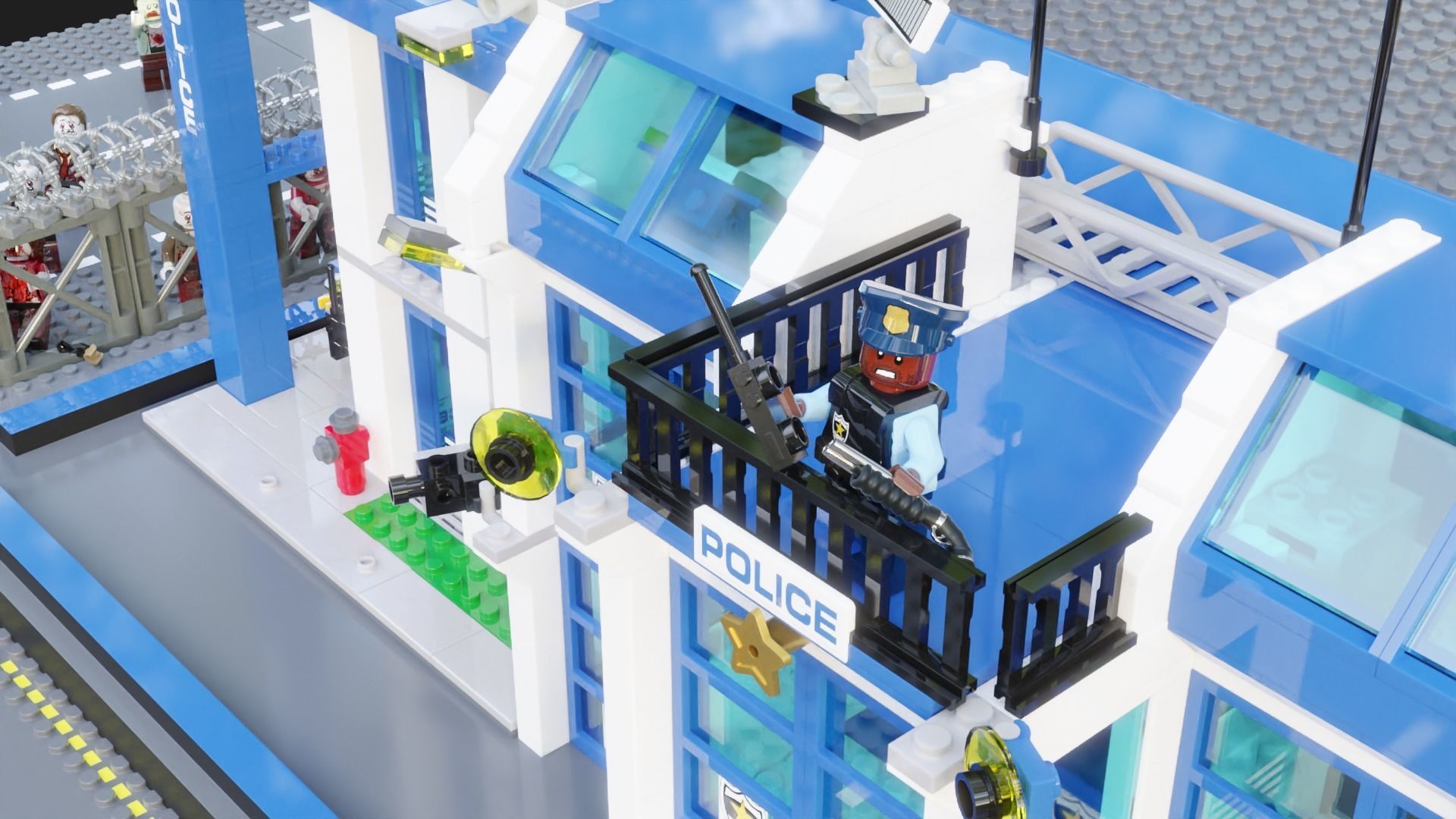 Lego Zombie attack on police station 3D model_31