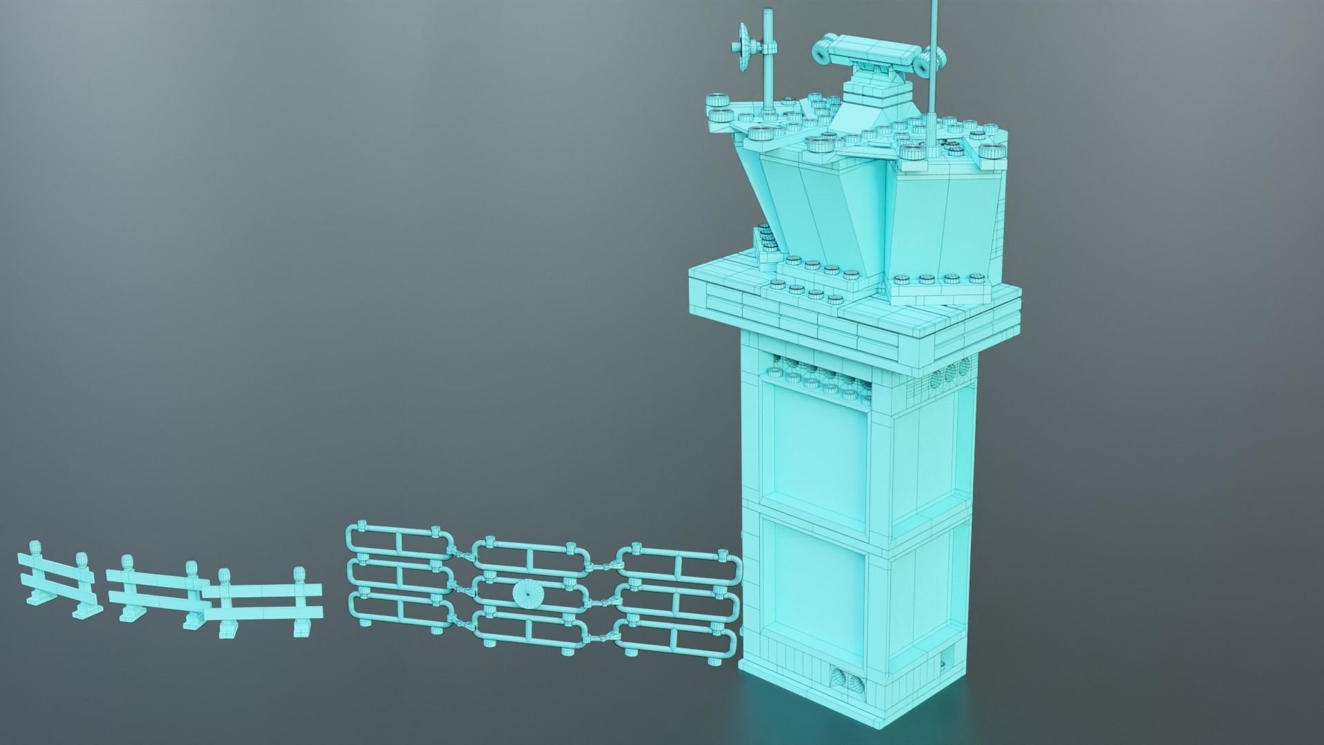 Lego Zombie attack on police station 3D model_52