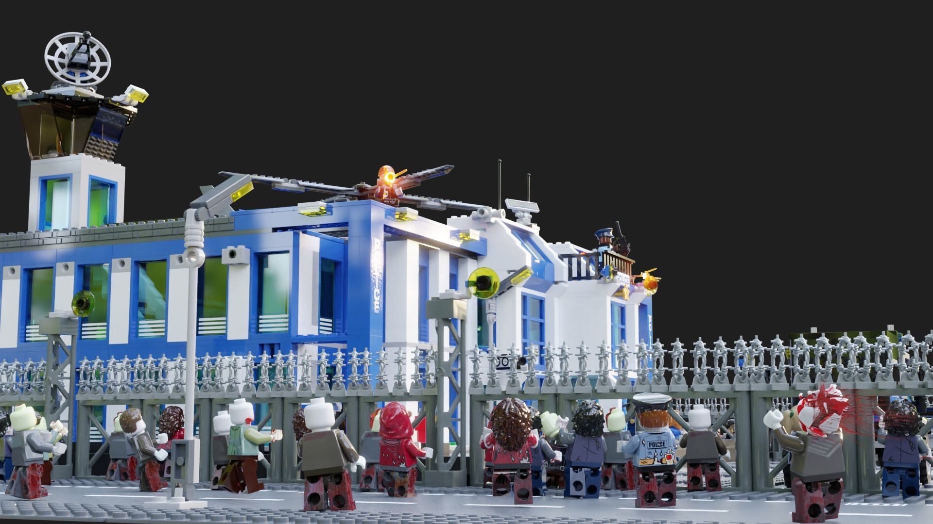 Lego Zombie attack on police station 3D model_4