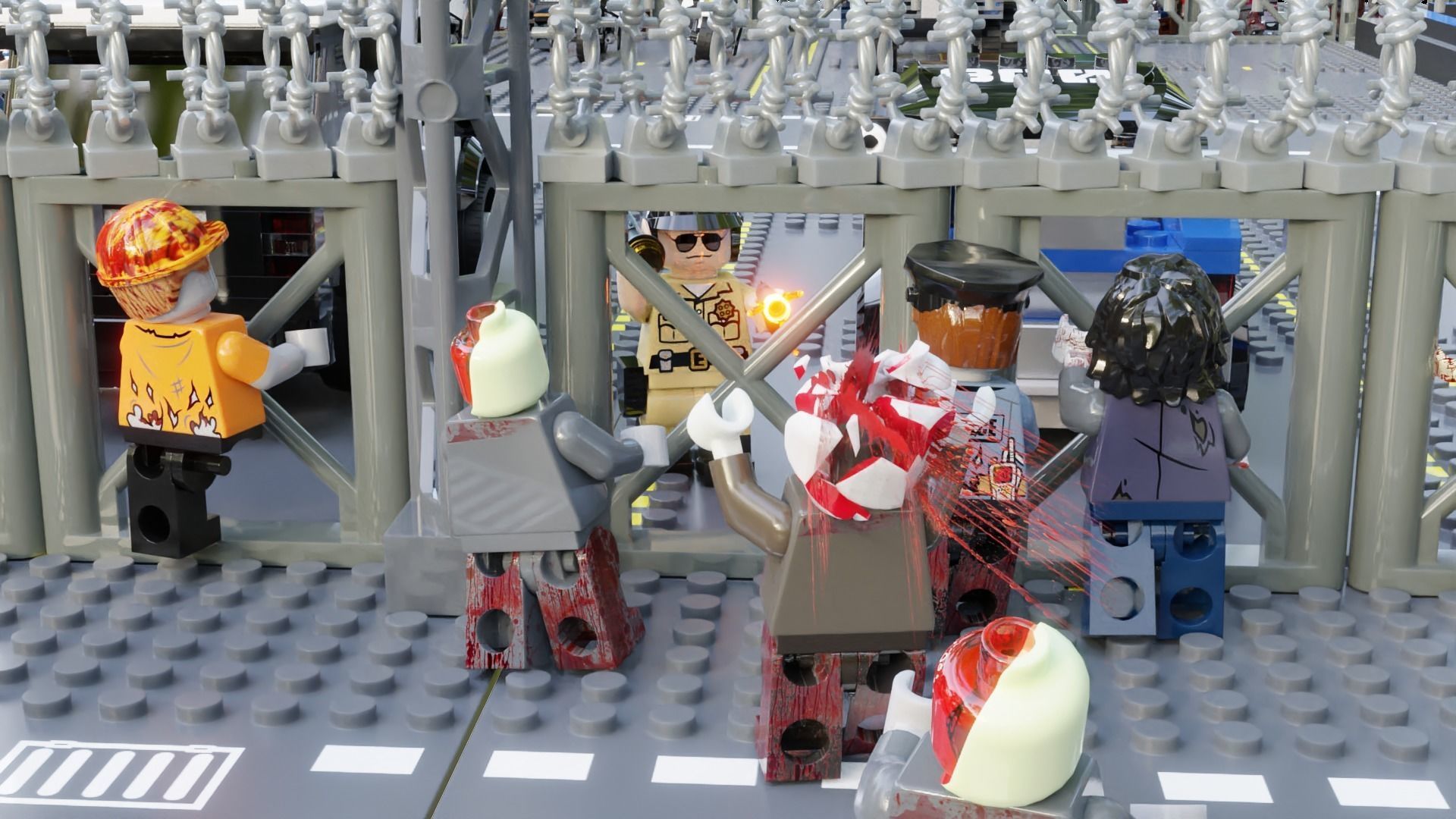 Lego Zombie attack on police station 3D model_14