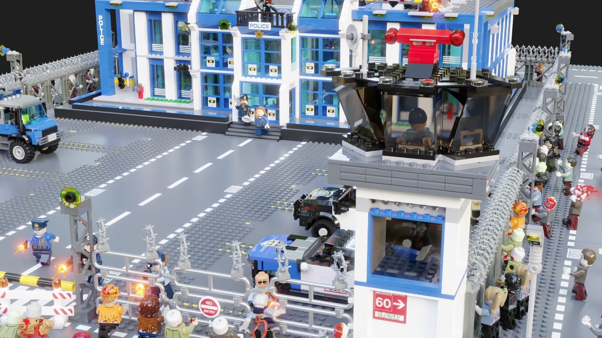 Lego Zombie attack on police station 3D model_28