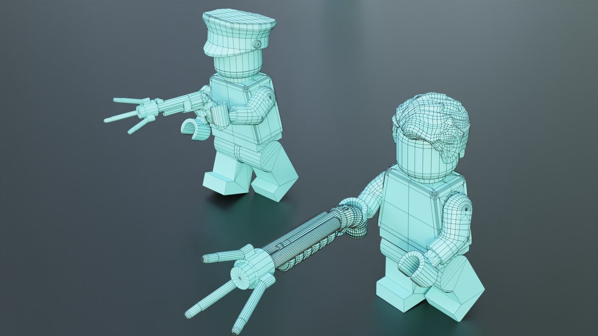 Lego Zombie attack on police station 3D model_43