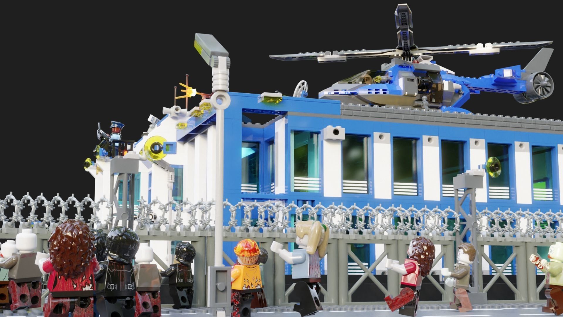Lego Zombie attack on police station 3D model_21