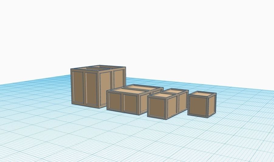 Transport Box wood pack 4 H0 Scale 3D print model_2