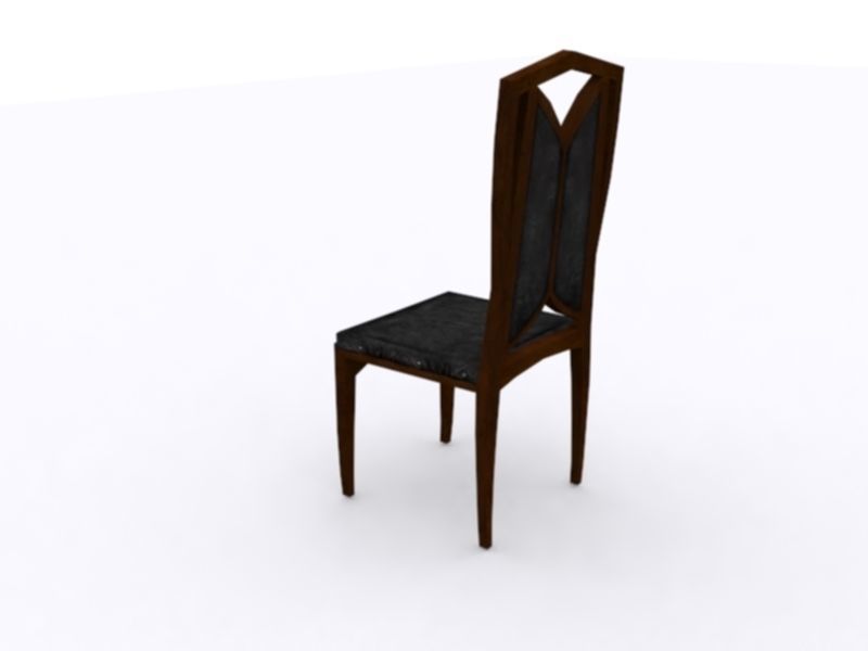 ChairWood chair Low-poly 3D model_2