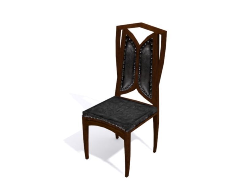 ChairWood chair Low-poly 3D model_4