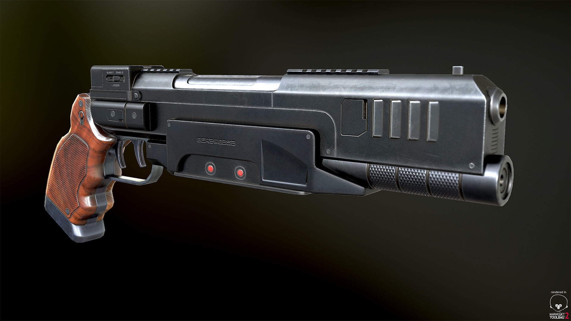 223 Pistol Blaster PBR Low-poly 3D model_1