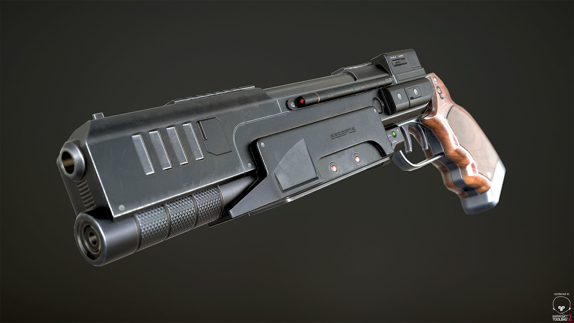 223 Pistol Blaster PBR Low-poly 3D model_2