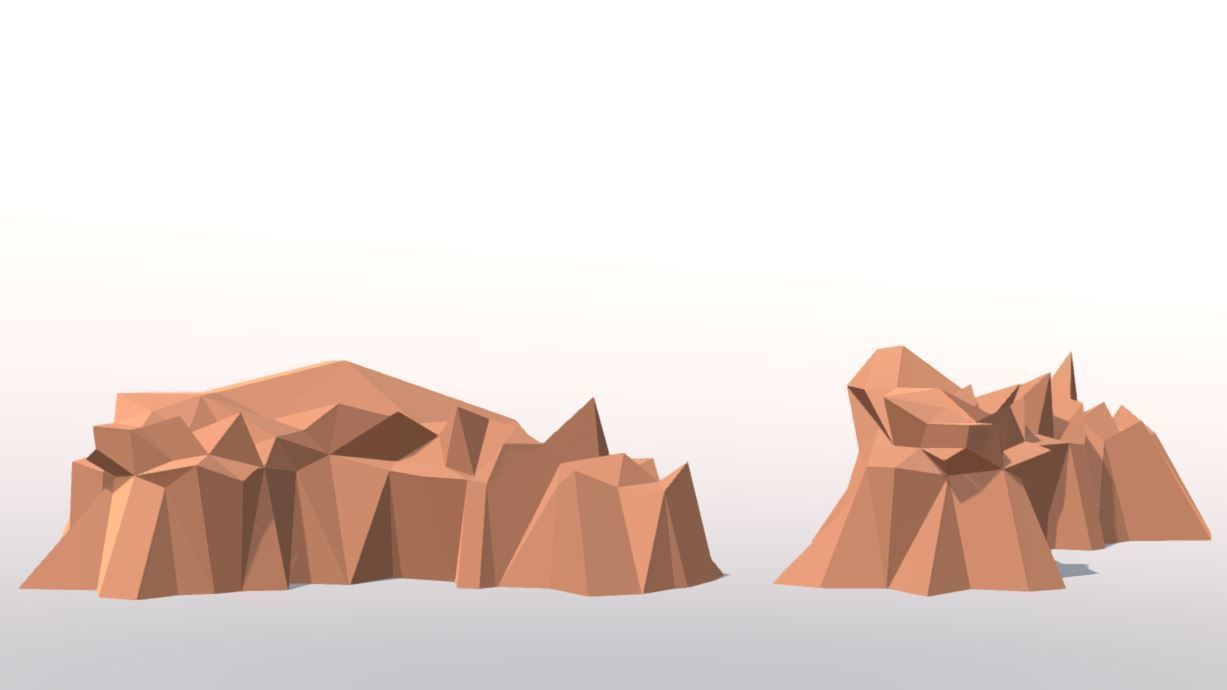Low Poly Landscape Set three rocks Low-poly 3D model_8