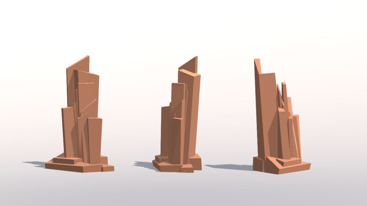 Low Poly Landscape Set three rocks Low-poly 3D model_12