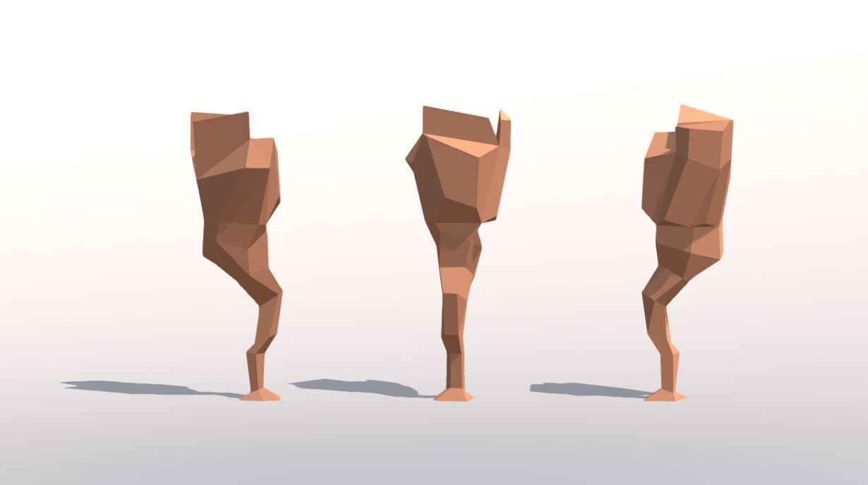 Low Poly Landscape Set three rocks Low-poly 3D model_4