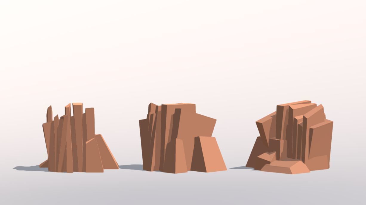 Low Poly Landscape Set three rocks Low-poly 3D model_11