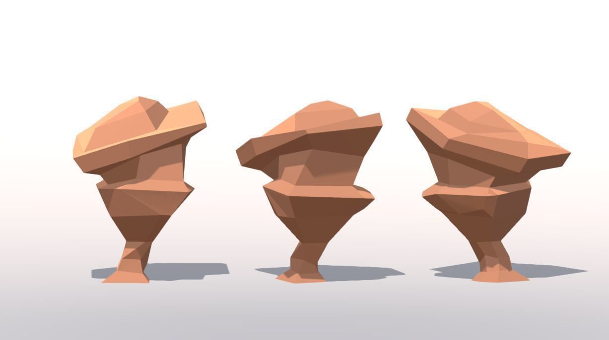 Low Poly Landscape Set three rocks Low-poly 3D model_2