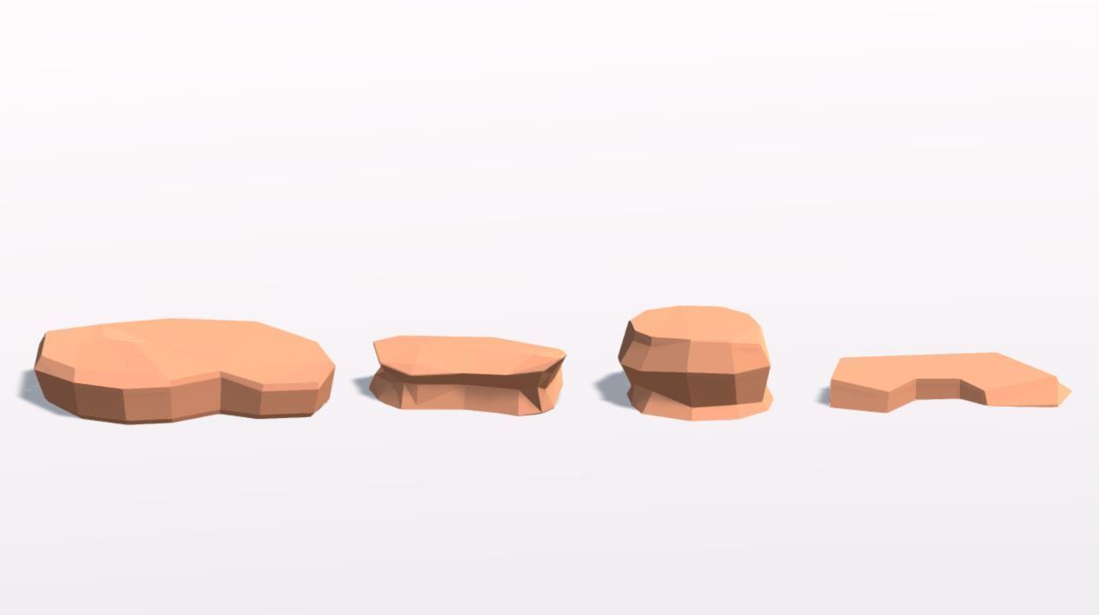 Low Poly Landscape Set three rocks Low-poly 3D model_15