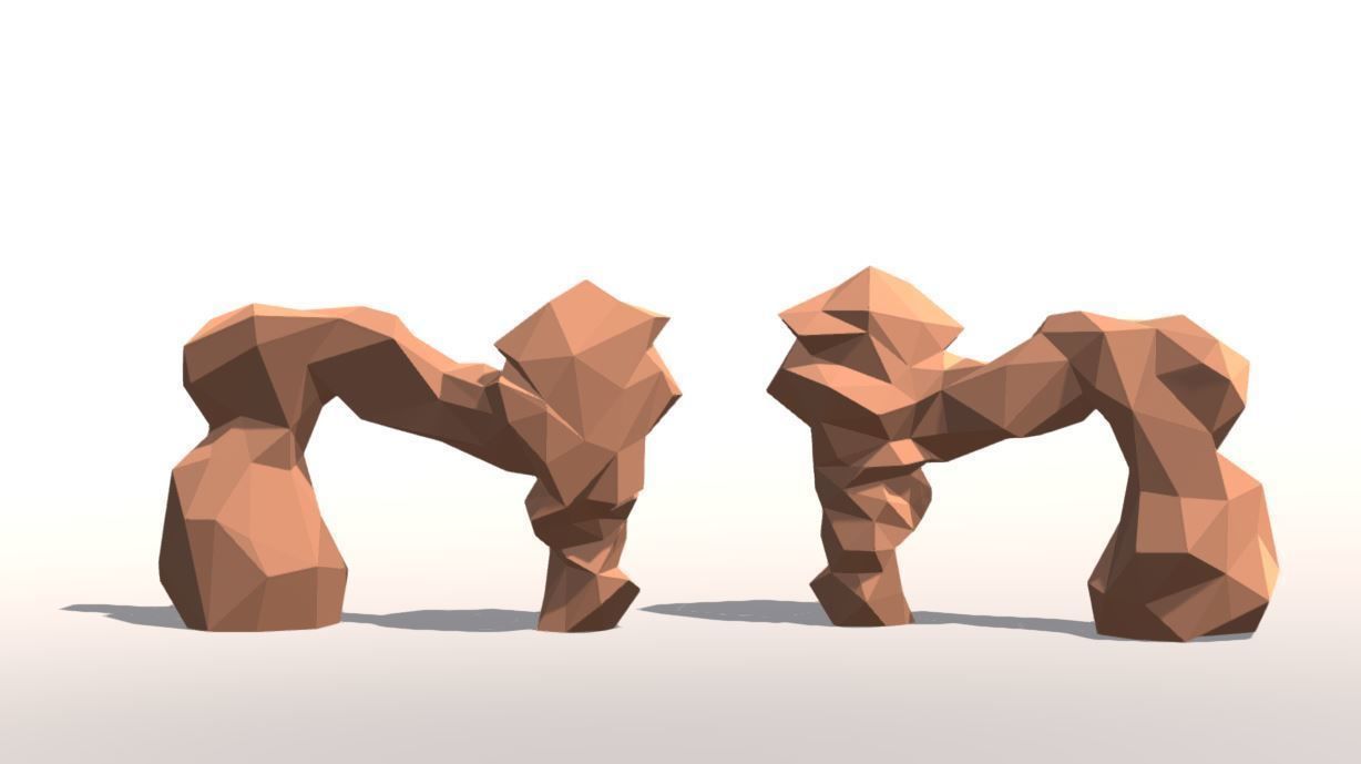 Low Poly Landscape Set three rocks Low-poly 3D model_16