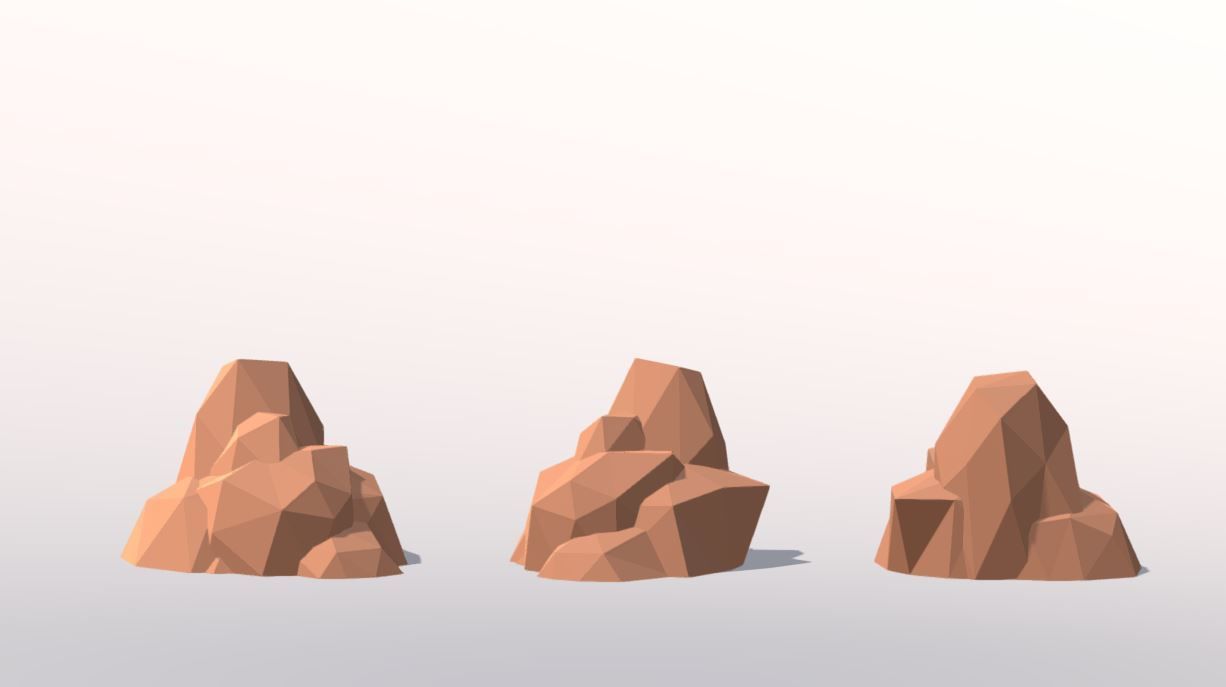 Low Poly Landscape Set three rocks Low-poly 3D model_7