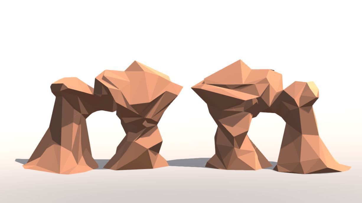 Low Poly Landscape Set three rocks Low-poly 3D model_17