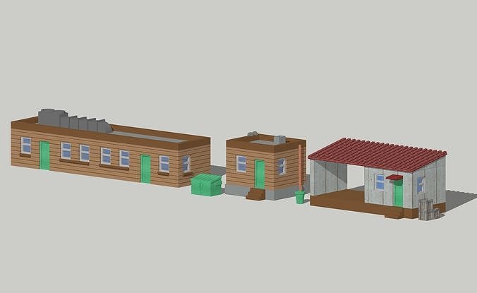 Factory Office Building Set by Outland Models Low-poly 3D model
