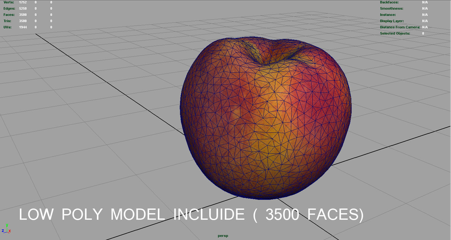Peach Low-poly 3D model_7