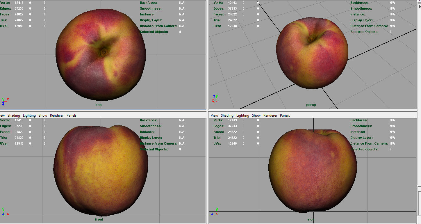 Peach Low-poly 3D model_3