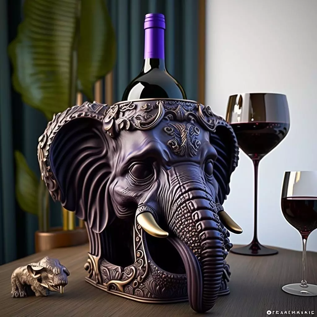Elephant Head Wine Holder 3D print model_0