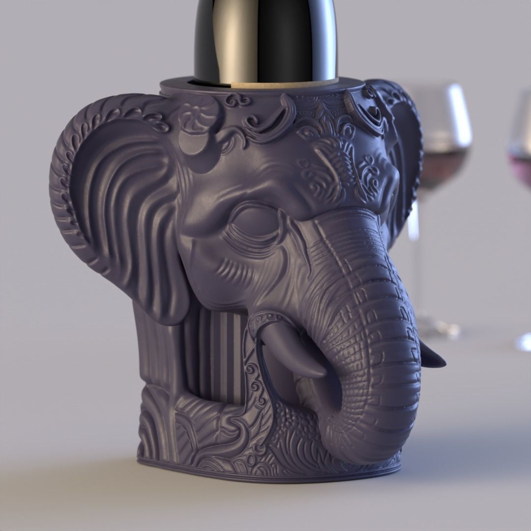 Elephant Head Wine Holder 3D print model_3