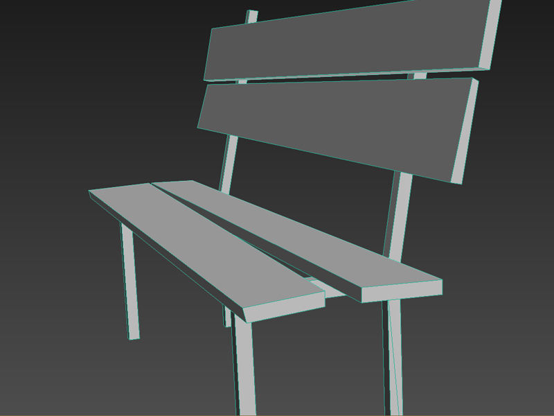 bench wooden with metal legs Low-poly 3D model_4