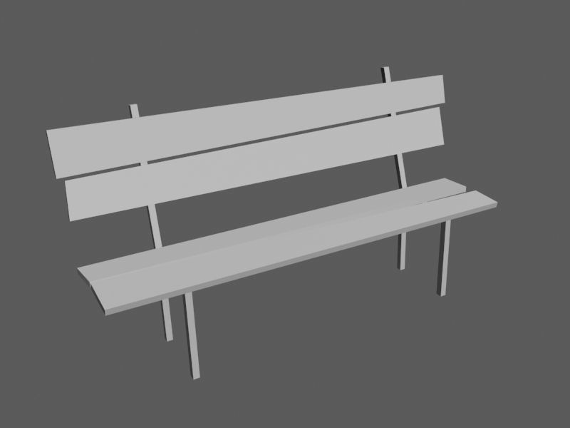 bench wooden with metal legs Low-poly 3D model_3