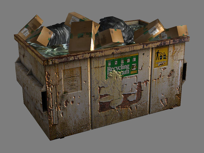 recycling bin Low-poly 3D model