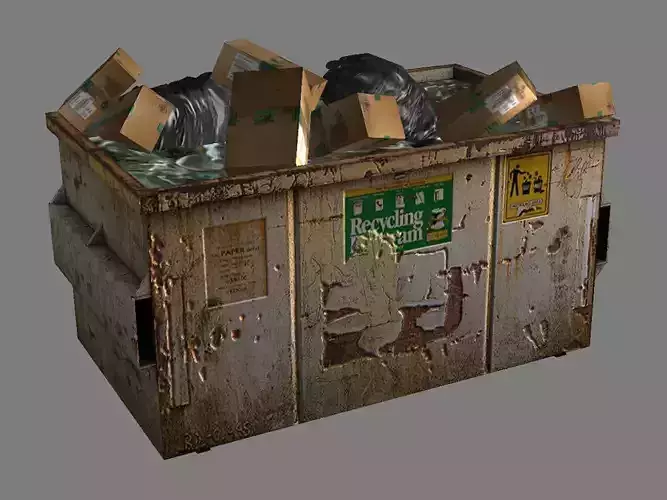 recycling bin Low-poly 3D model