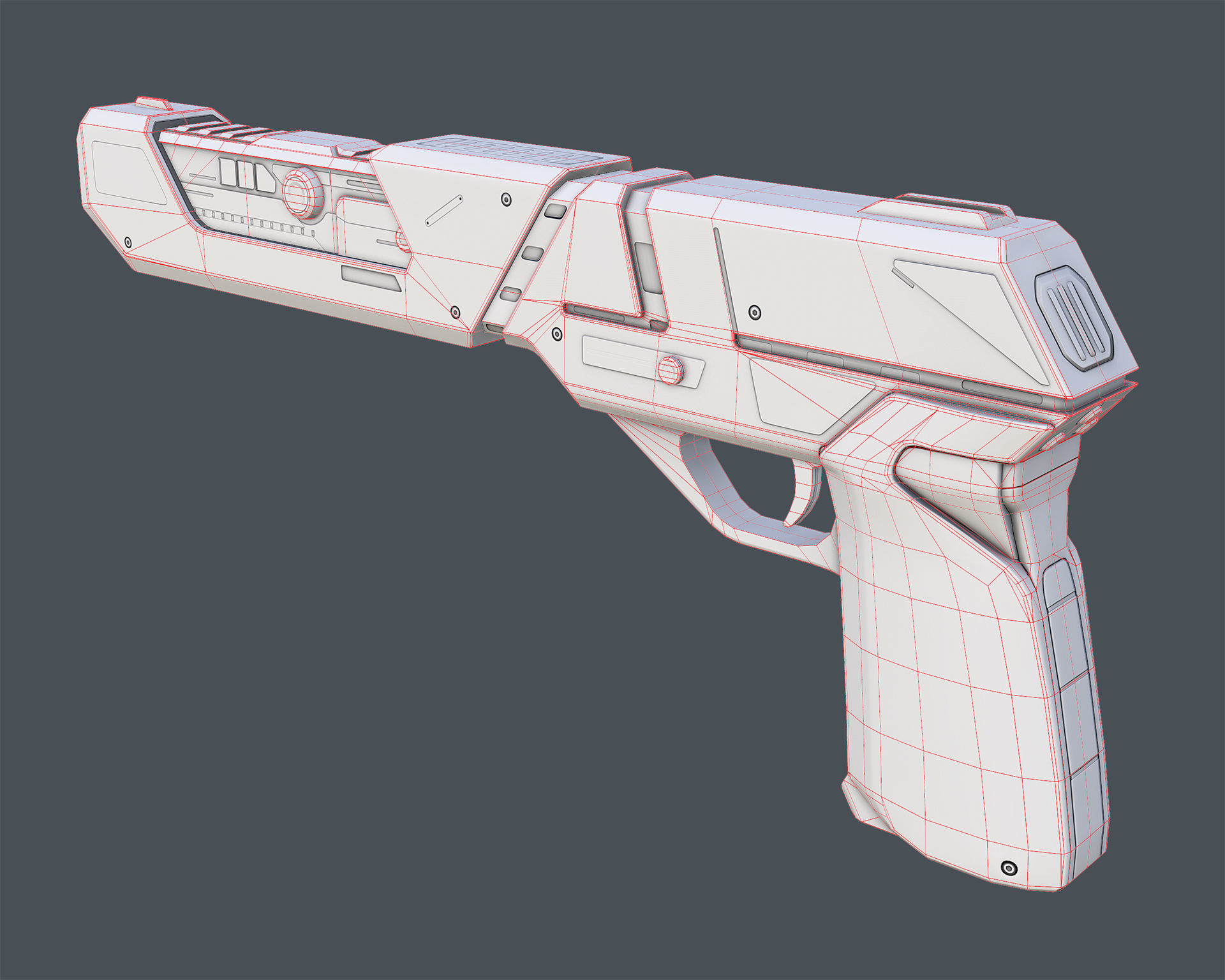 Laser Pistol Blaster PBR Low-poly 3D model_6