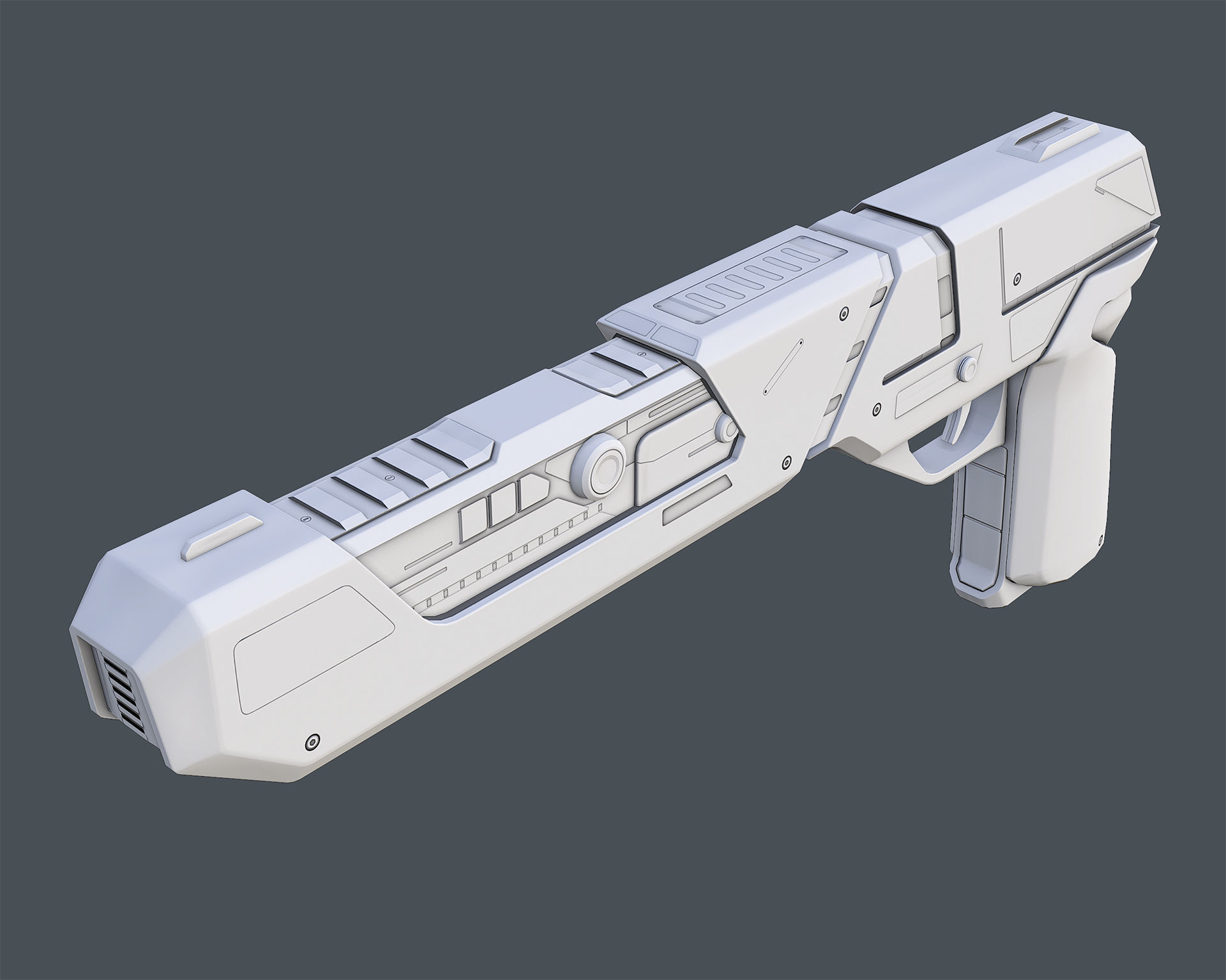 Laser Pistol Blaster PBR Low-poly 3D model_3