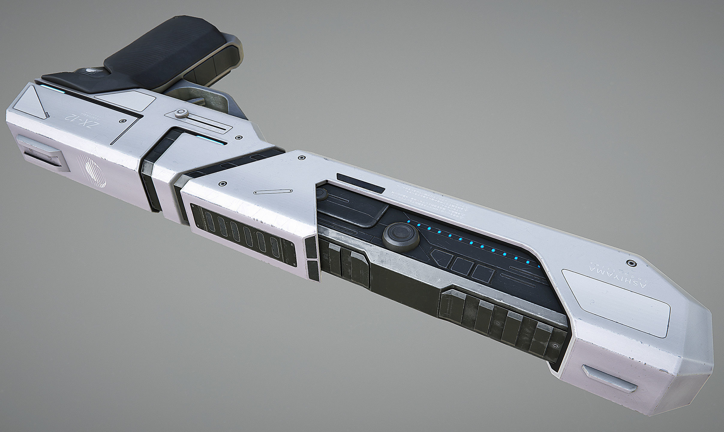 Laser Pistol Blaster PBR Low-poly 3D model_11